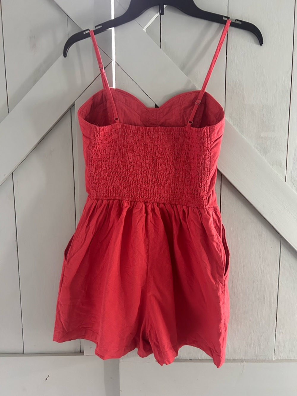 Abercrombie & Fitch Coral/light Red Smocked Romper - Picture 6 of 6